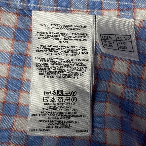 Brooks Brothers Regent Non Iron Cotton Long Sleeve Button Up‎ Shirt in Blue 15.5 - Picture 4 of 4